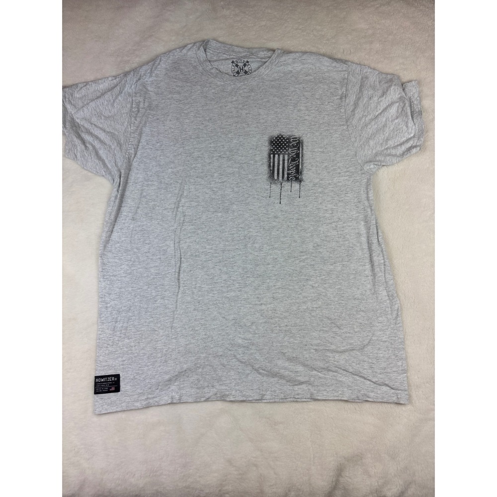 Howitzer Patriot Mfg We The People American Flag Gray T-Shirt Mens XL Distressed
